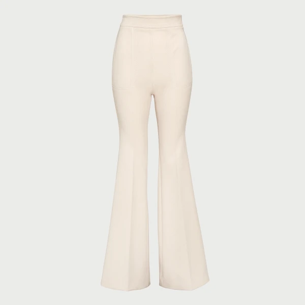 Giambattista Valli Beige Jersey Flare Pants - Giambattista Valli Pants - Romantic Couture - Shop at Luxury Shoes 