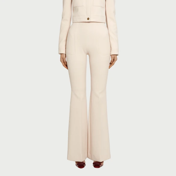 Giambattista Valli Beige Jersey Flare Pants - Giambattista Valli Pants - Romantic Couture - Shop at Luxury Shoes 