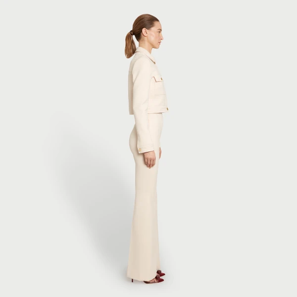 Giambattista Valli Beige Jersey Flare Pants - Giambattista Valli Pants - Romantic Couture - Shop at Luxury Shoes 