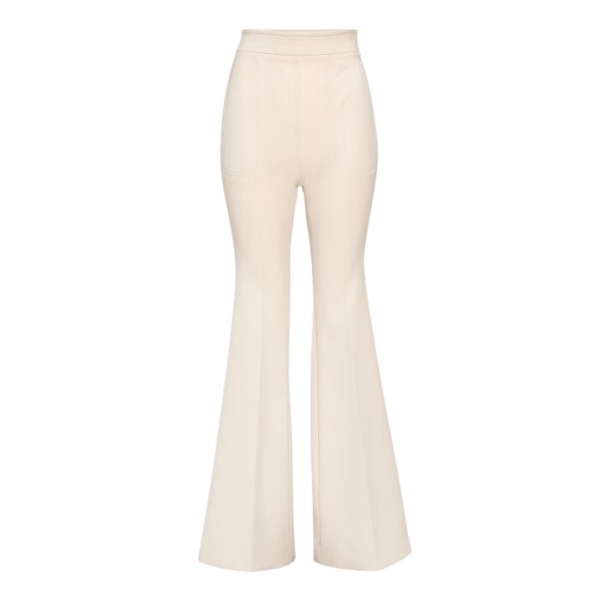 Giambattista Valli Beige Jersey Flare Pants - Giambattista Valli Pants - Romantic Couture - Shop at Luxury Shoes 
