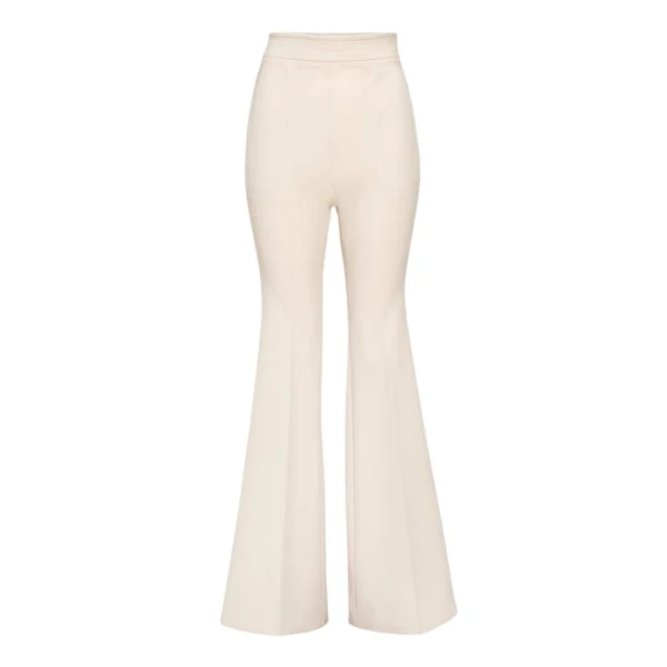 Giambattista Valli Beige Jersey Flare Pants - Giambattista Valli Pants - Romantic Couture - Shop at Luxury Shoes 