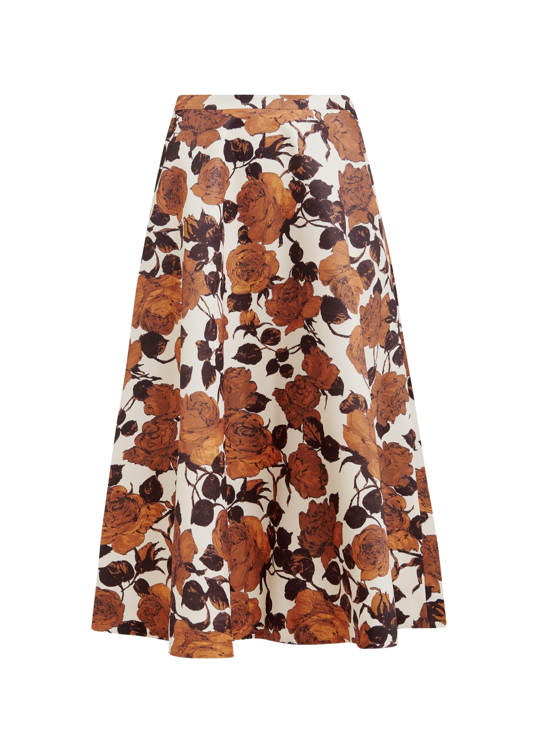 Essentiel Antwerp Beige and brown a-line floral skirt - Essentiel Antwerp Skirts - Colorful Belgian Design - Shop at Luxury Shoes 