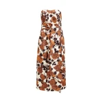 Essentiel Antwerp Beige and brown strapless midi dress with wrap-belt - Essentiel Antwerp Dresses - Colorful Belgian Design - Shop at Luxury Shoes 