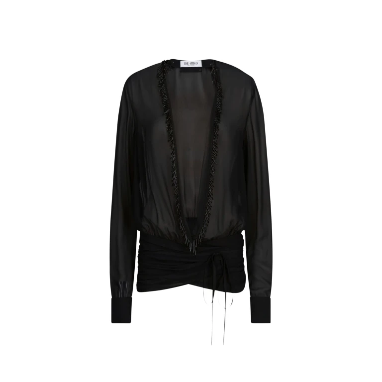 The Attico Black Blouse - The Attico Tops - Designed by Gilda Ambrosio & Giorgia Tordini - Shop at Luxury Shoes 