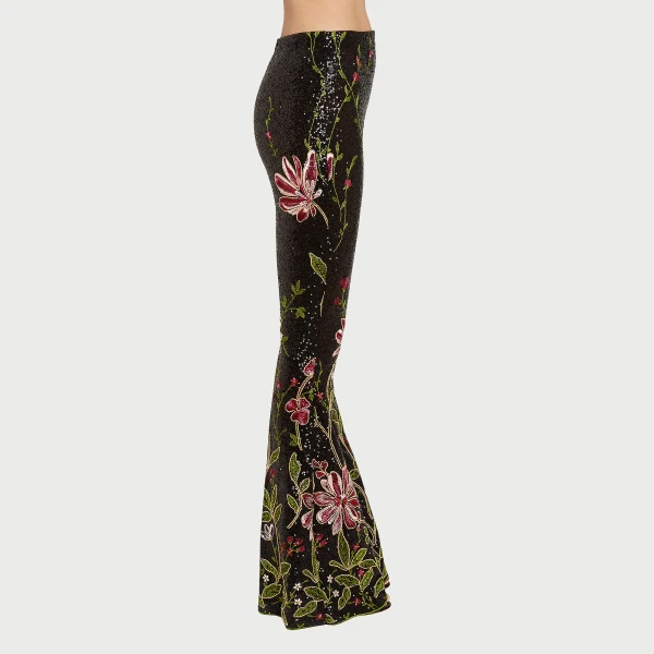 Giambattista Valli Black Flower Screen Flared Pants - Giambattista Valli Pants - Romantic Couture - Shop at Luxury Shoes 