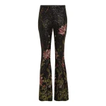 Giambattista Valli Black Flower Screen Flared Pants - Giambattista Valli Pants - Romantic Couture - Shop at Luxury Shoes 