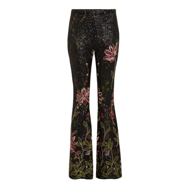Giambattista Valli Black Flower Screen Flared Pants - Giambattista Valli Pants - Romantic Couture - Shop at Luxury Shoes 