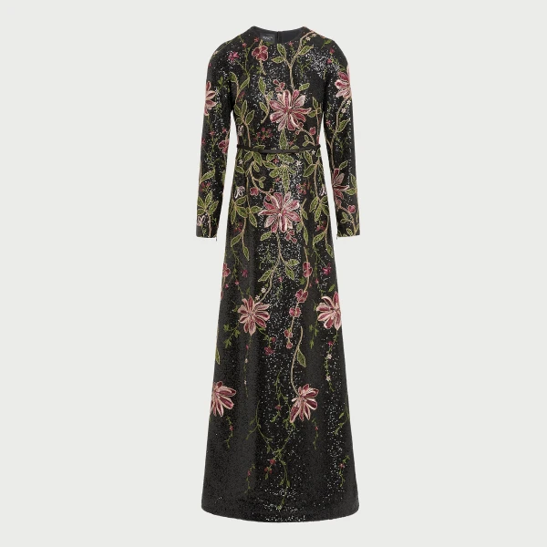 Giambattista Valli Black Flower Screen Long Dress - Giambattista Valli Dresses - Romantic Couture - Shop at Luxury Shoes 
