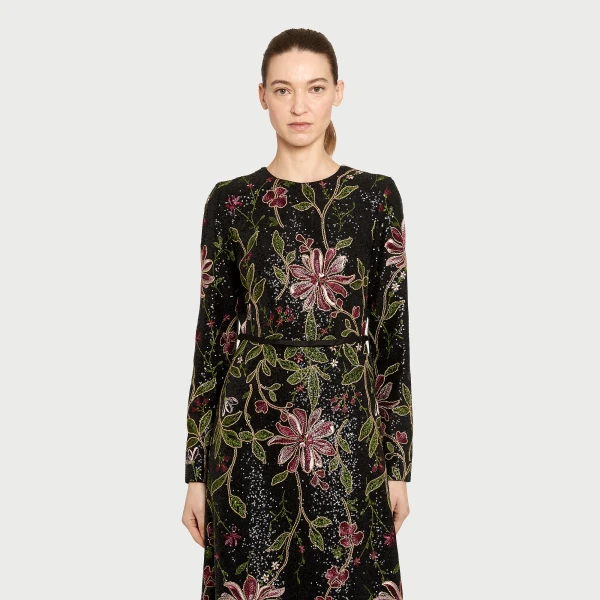 Giambattista Valli Black Flower Screen Long Dress - Giambattista Valli Dresses - Romantic Couture - Shop at Luxury Shoes 