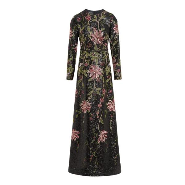 Giambattista Valli Black Flower Screen Long Dress - Giambattista Valli Dresses - Romantic Couture - Shop at Luxury Shoes 