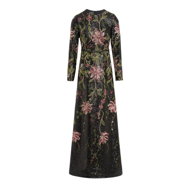 Giambattista Valli Black Flower Screen Long Dress - Giambattista Valli Dresses - Romantic Couture - Shop at Luxury Shoes 