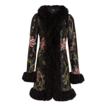 Giambattista Valli Black Flower Screen Mid-Length Coat - Giambattista Valli Coats - Romantic Couture - Shop at Luxury Shoes 