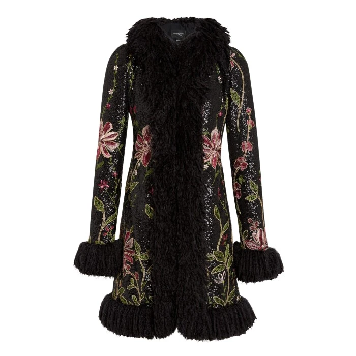 Black-Flower-Screen-Mid-Length-Coat-Giambattista-Valli-Coats-821784_nobg Giambattista Valli Black Flower Screen Mid-Length Coat - Giambattista Valli Coats - Romantic Couture - Shop at Luxury Shoes