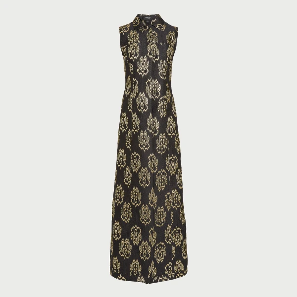 Giambattista Valli Black Ikat Jacquard Long Sleeveless Vest - Giambattista Valli Fall Winter 25/26 - Romantic Couture - Shop at Luxury Shoes 