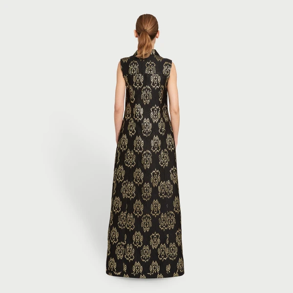 Giambattista Valli Black Ikat Jacquard Long Sleeveless Vest - Giambattista Valli Fall Winter 25/26 - Romantic Couture - Shop at Luxury Shoes 