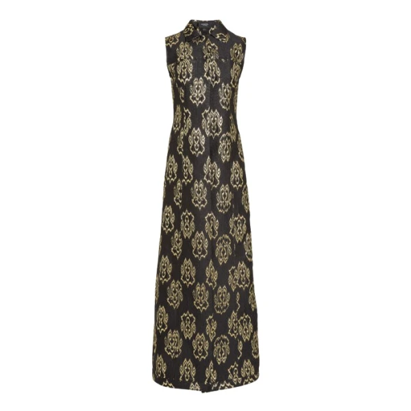 Giambattista Valli Black Ikat Jacquard Long Sleeveless Vest - Giambattista Valli Fall Winter 25/26 - Romantic Couture - Shop at Luxury Shoes 