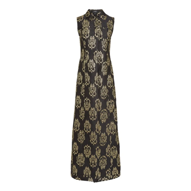Giambattista Valli Black Ikat Jacquard Long Sleeveless Vest - Giambattista Valli Fall Winter 25/26 - Romantic Couture - Shop at Luxury Shoes 