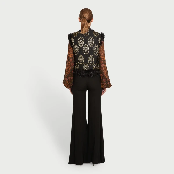 Giambattista Valli Black Ikat Jacquard Waistcoat - Giambattista Valli Coats - Romantic Couture - Shop at Luxury Shoes 