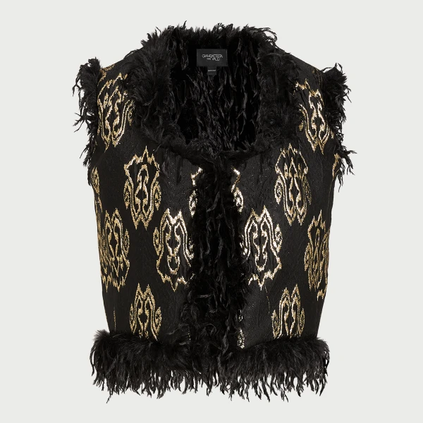 Giambattista Valli Black Ikat Jacquard Waistcoat - Giambattista Valli Coats - Romantic Couture - Shop at Luxury Shoes 