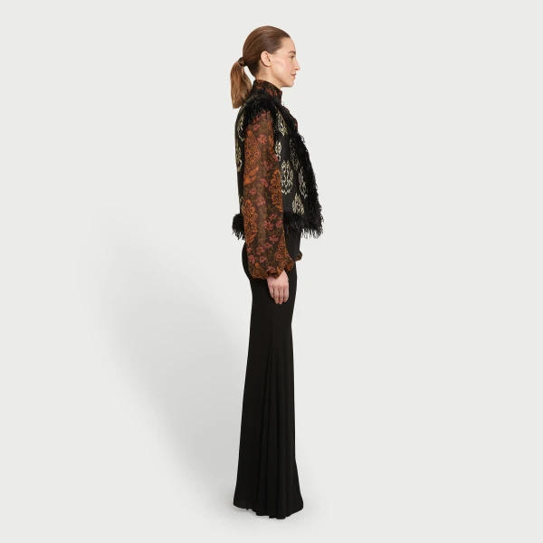 Giambattista Valli Black Ikat Jacquard Waistcoat - Giambattista Valli Coats - Romantic Couture - Shop at Luxury Shoes 