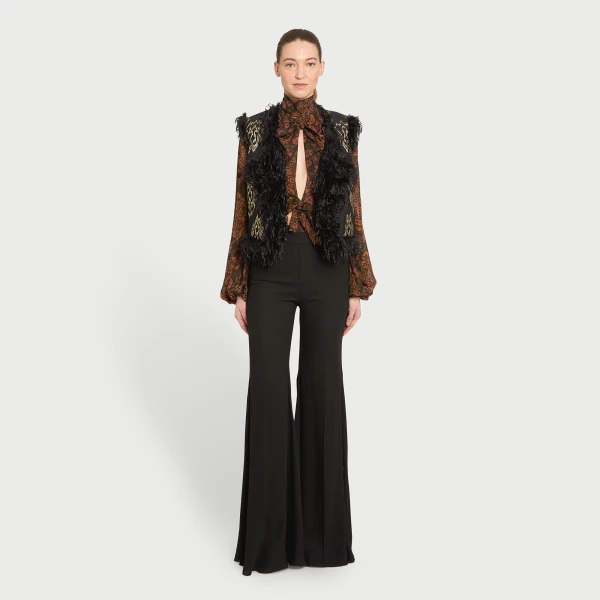 Giambattista Valli Black Ikat Jacquard Waistcoat - Giambattista Valli Coats - Romantic Couture - Shop at Luxury Shoes 