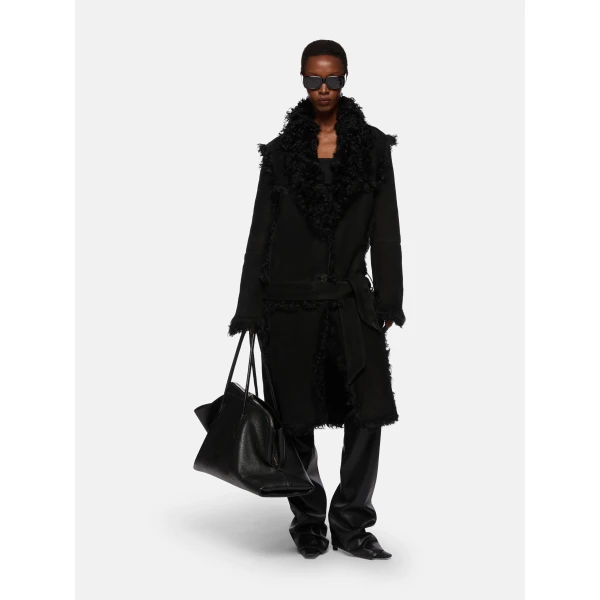 The Attico Black Long Coat - The Attico Coats - Designed by Gilda Ambrosio & Giorgia Tordini - Shop at Luxury Shoes 