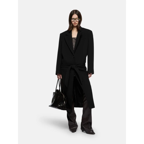 The Attico Black Long Coat - The Attico Coats - Designed by Gilda Ambrosio & Giorgia Tordini - Shop at Luxury Shoes 
