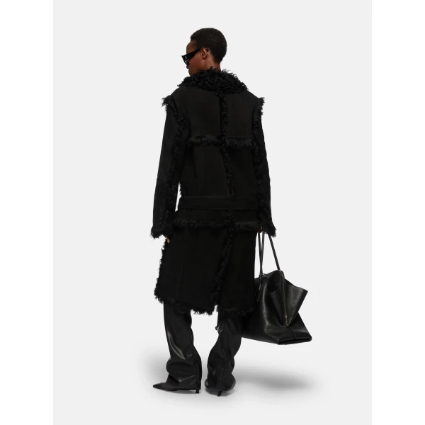 The Attico Black Long Coat - The Attico Coats - Designed by Gilda Ambrosio & Giorgia Tordini - Shop at Luxury Shoes 