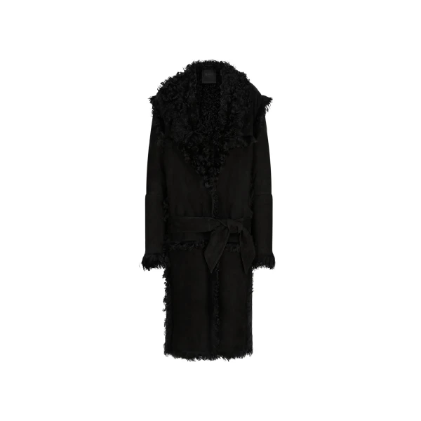 The Attico Black Long Coat - The Attico Coats - Designed by Gilda Ambrosio & Giorgia Tordini - Shop at Luxury Shoes 