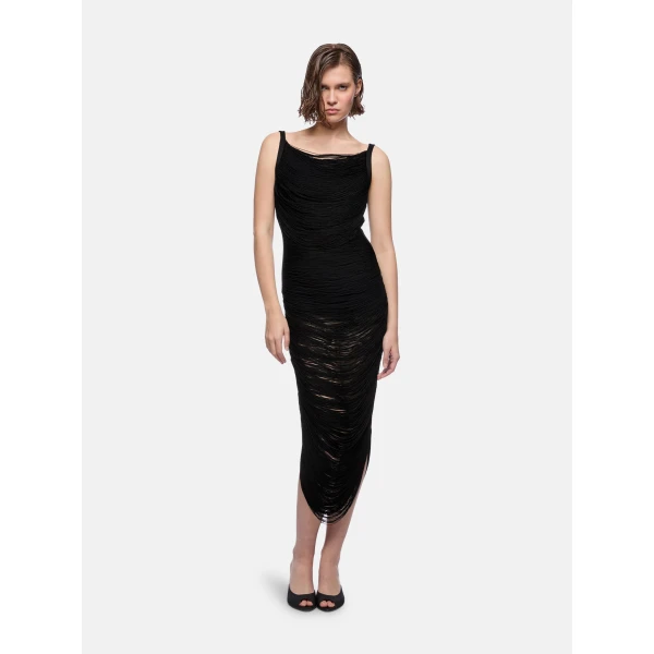 The Attico Black Midi Dress - The Attico Dresses - Designed by Gilda Ambrosio & Giorgia Tordini - Shop at Luxury Shoes 