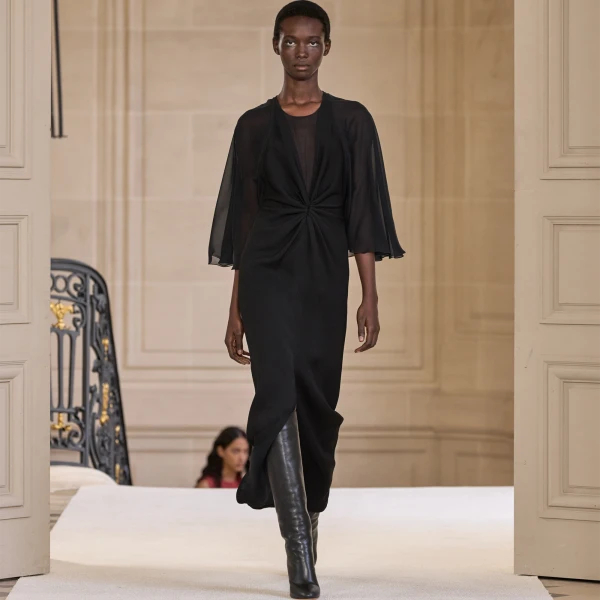 Giambattista Valli Black Midi Dress With Veiled Sleeves - Giambattista Valli Dresses - Romantic Couture - Shop at Luxury Shoes 