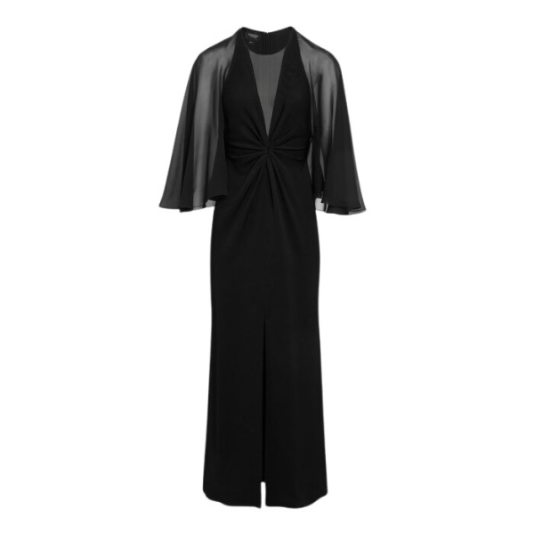 Giambattista Valli Black Midi Dress With Veiled Sleeves - Giambattista Valli Dresses - Romantic Couture - Shop at Luxury Shoes 