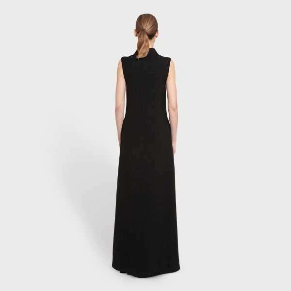 Giambattista Valli Black Satin Long Sleeveless Vest - Giambattista Valli Fall Winter 25/26 - Romantic Couture - Shop at Luxury Shoes 