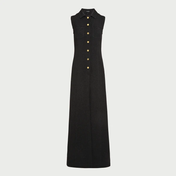 Giambattista Valli Black Satin Long Sleeveless Vest - Giambattista Valli Fall Winter 25/26 - Romantic Couture - Shop at Luxury Shoes 