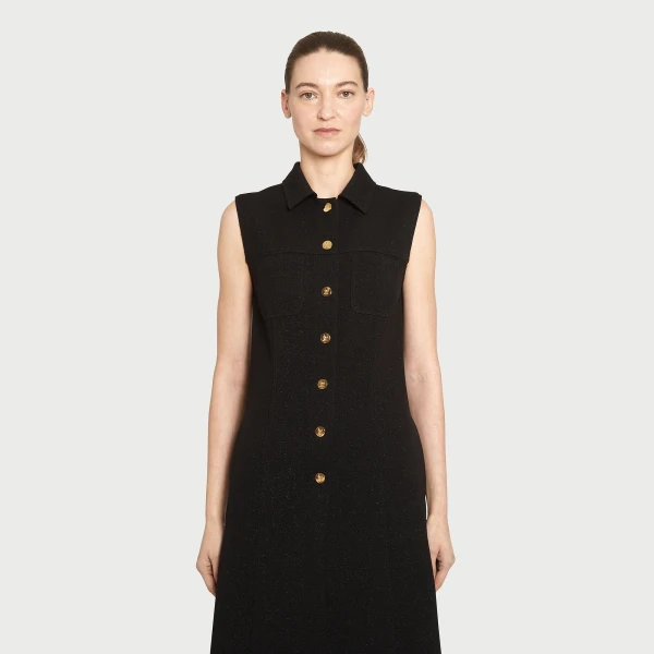 Giambattista Valli Black Satin Long Sleeveless Vest - Giambattista Valli Fall Winter 25/26 - Romantic Couture - Shop at Luxury Shoes 