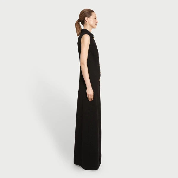 Giambattista Valli Black Satin Long Sleeveless Vest - Giambattista Valli Fall Winter 25/26 - Romantic Couture - Shop at Luxury Shoes 