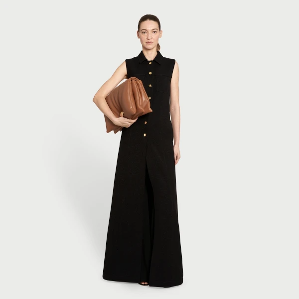 Giambattista Valli Black Satin Long Sleeveless Vest - Giambattista Valli Fall Winter 25/26 - Romantic Couture - Shop at Luxury Shoes 
