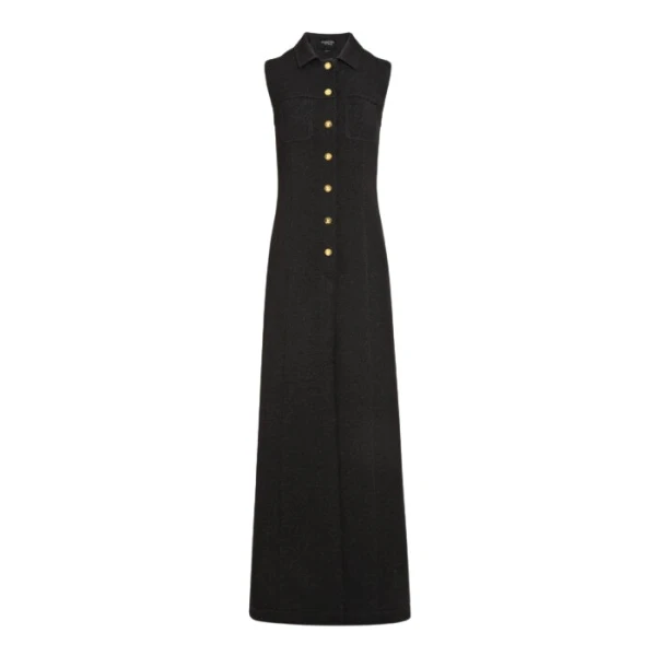 Giambattista Valli Black Satin Long Sleeveless Vest - Giambattista Valli Fall Winter 25/26 - Romantic Couture - Shop at Luxury Shoes 