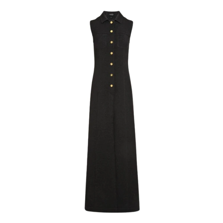 Giambattista Valli Black Satin Long Sleeveless Vest - Giambattista Valli Fall Winter 25/26 - Romantic Couture - Shop at Luxury Shoes 