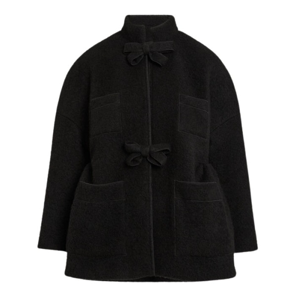 Giambattista Valli Black Wool Coat With Bows - Giambattista Valli Coats - Romantic Couture - Shop at Luxury Shoes 