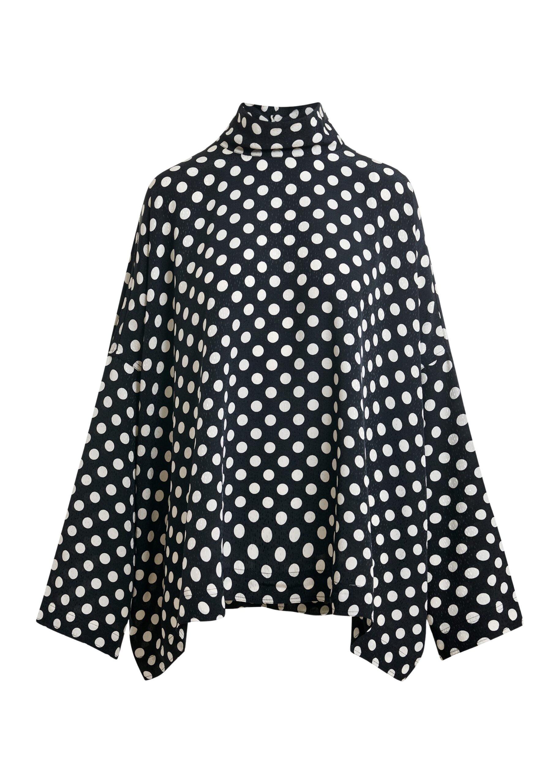 Essentiel Antwerp Black and white oversized polka-dot print top with high neck