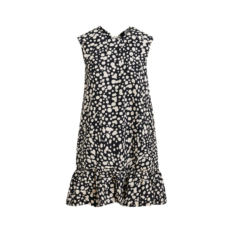 Essentiel Antwerp Black and white ruffled mini dress with open-back and bow detail - Essentiel Antwerp Dresses - Colorful Belgian Design - Shop at Luxury Shoes 