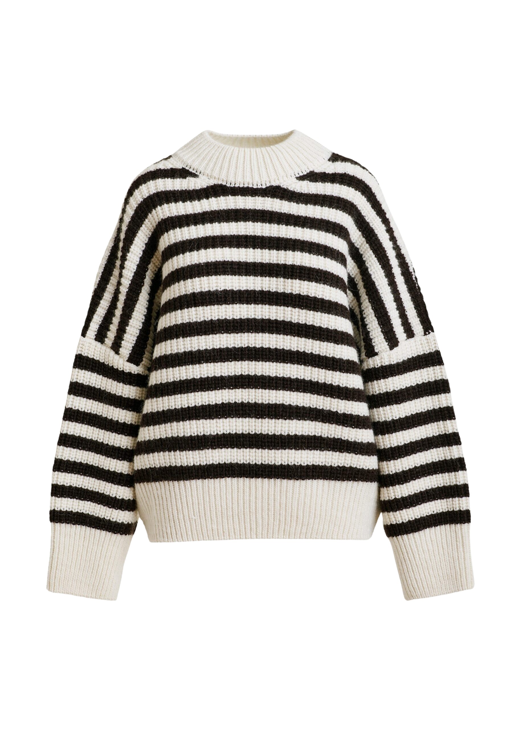 Essentiel Antwerp Black and white striped alpaca wool-blend ribbed-knit sweater