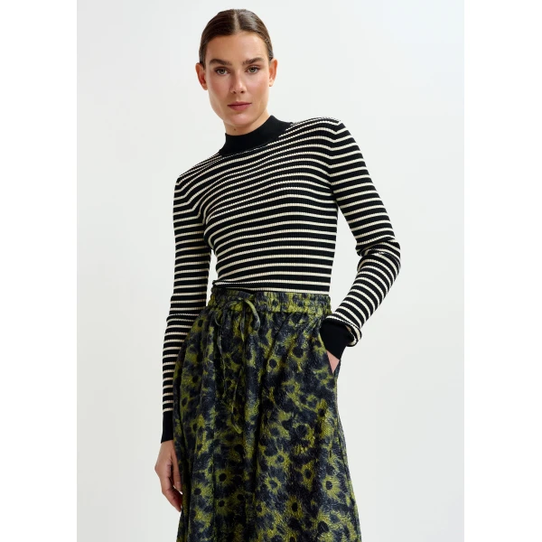 Essentiel Antwerp Black and white striped sweater - Essentiel Antwerp Knitwear - Colorful Belgian Design - Shop at Luxury Shoes 