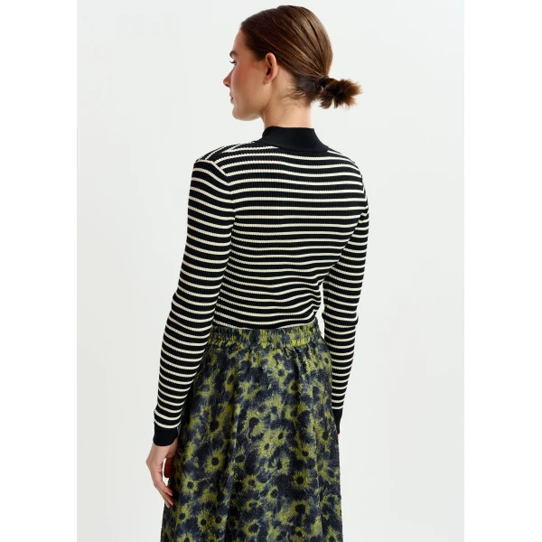 Essentiel Antwerp Black and white striped sweater - Essentiel Antwerp Knitwear - Colorful Belgian Design - Shop at Luxury Shoes 