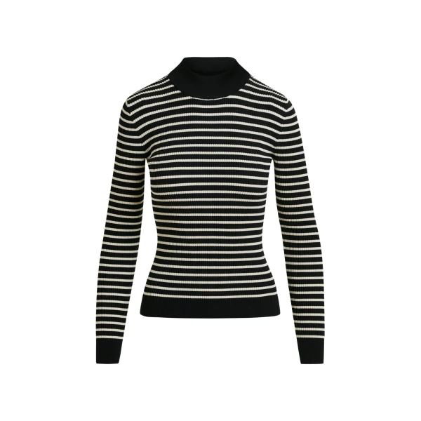 Essentiel Antwerp Black and white striped sweater - Essentiel Antwerp Knitwear - Colorful Belgian Design - Shop at Luxury Shoes 