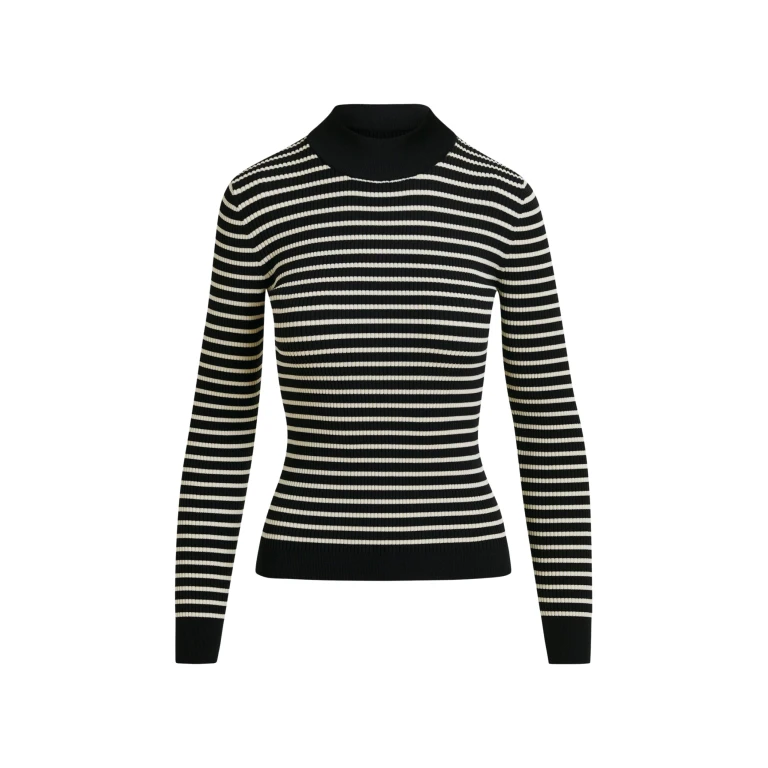 Essentiel Antwerp Black and white striped sweater - Essentiel Antwerp Knitwear - Colorful Belgian Design - Shop at Luxury Shoes 