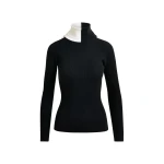 Essentiel Antwerp Black and white two-tone wool-blend turtleneck sweater - Essentiel Antwerp Knitwear - Colorful Belgian Design - Shop at Luxury Shoes 