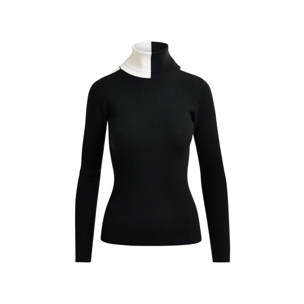 Essentiel Antwerp Black and white two-tone wool-blend turtleneck sweater - Essentiel Antwerp Knitwear - Colorful Belgian Design - Shop at Luxury Shoes 