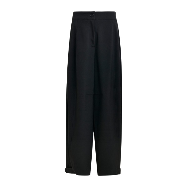 Essentiel Antwerp Black barrel-leg pants with twisted side seams - Essentiel Antwerp Pants - Colorful Belgian Design - Shop at Luxury Shoes 